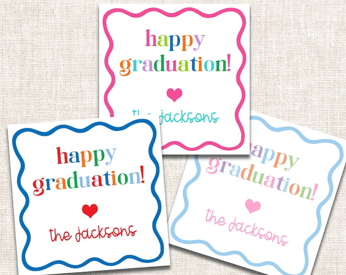 Personalized Graduation Gift Tags, Graduation Enclosure Cards, Graduation Gift Stickers, Happy Graduation