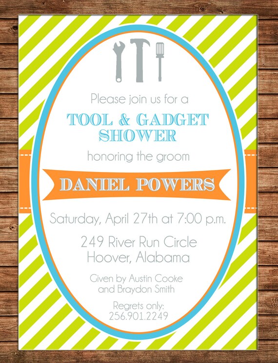 Invitation Tool Gadget Groom Shower Birthday Party Can Etsy