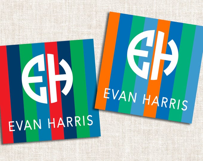 Personalized Boy Gift Tags, Boy Enclosure Cards, Boy Gift Stickers, Monogram Gift Tags