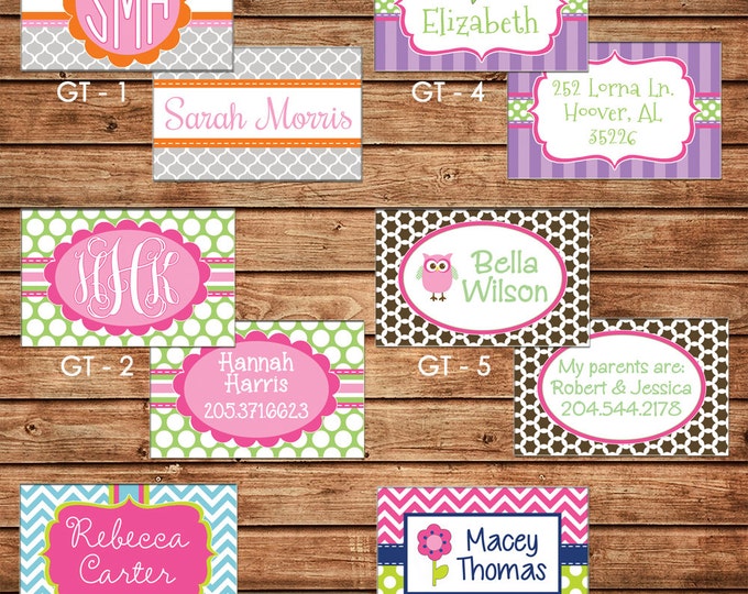 Girl Personalized Luggage Bag Tag with Name, Monogram, Clipart, etc - Design your own - ONE DESIGN