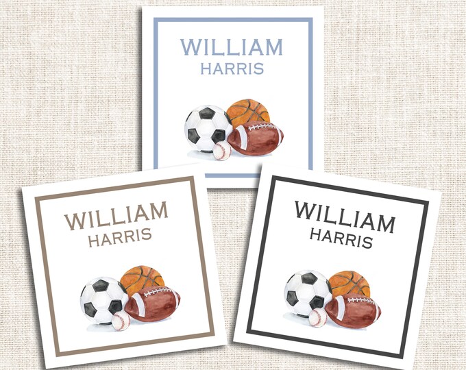 Personalized Boy Gift Tags, Boy Enclosure Cards, Boy Gift Stickers, Sports Gift Tag