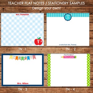 Personalized Teacher Gifts Flat Notes Notecards Stationery with Envelopes Design your own Choose ONE DESIGN image 1