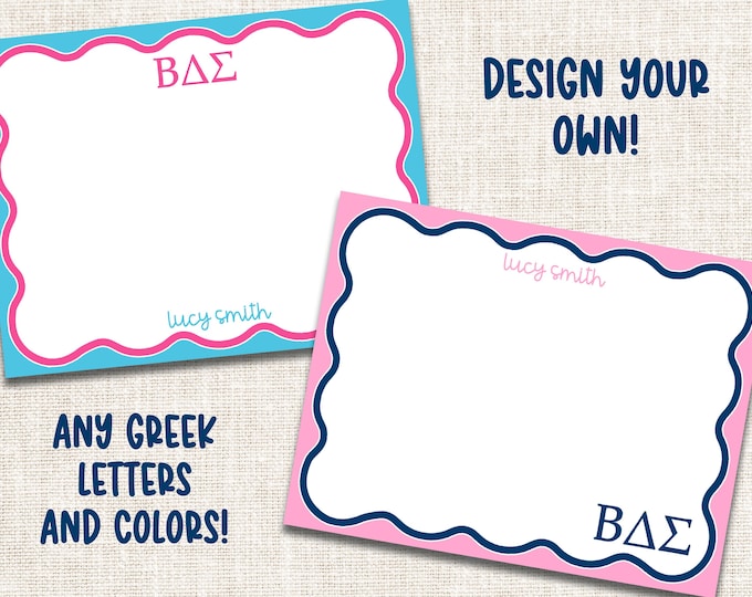 Personalized Custom Sorority Stationery, Greek Letter Stationery, Sorority Notecards, Greek Notecards