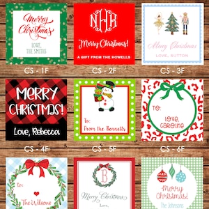 24 Square Personalized Christmas Red Green Enclosure Cards, Gift Stickers, Gift Tags