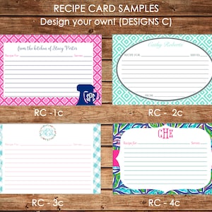 Personalized Recipe Cards - Design your own - Choose ONE DESIGN