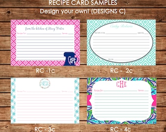 Personalized Recipe Cards - Design your own - Choose ONE DESIGN