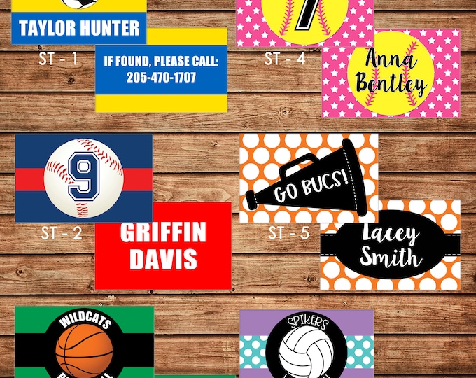 Boy or Girl Sports Personalized Luggage Bag Tag with Name, Monogram, Clipart, etc - Design your own - ONE DESIGN