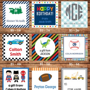 24 Square Boy Enclosure Cards, Gift Stickers, Gift Tags