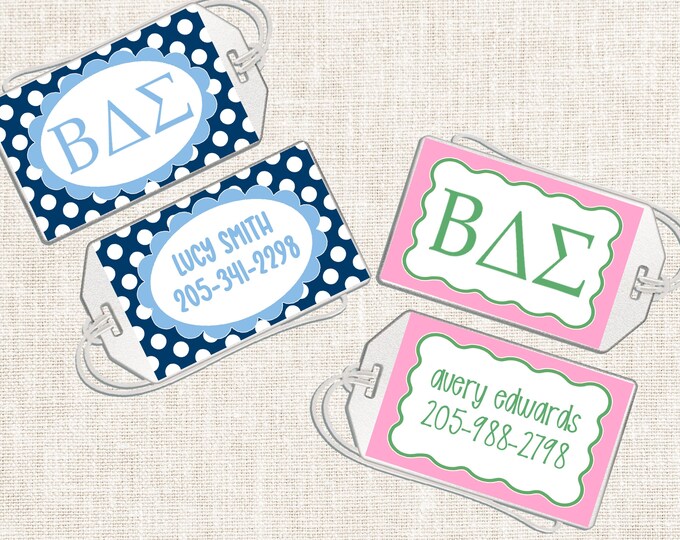 Personalized Sorority Luggage Tag, Greek Luggage Tag