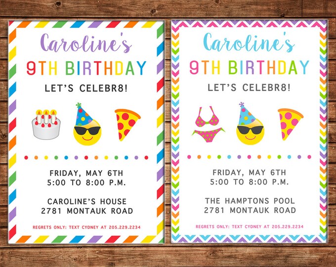 Boy or Girl Invitation Tween Teen Birthday Party - Can personalize colors /wording - Printable File or Printed Cards