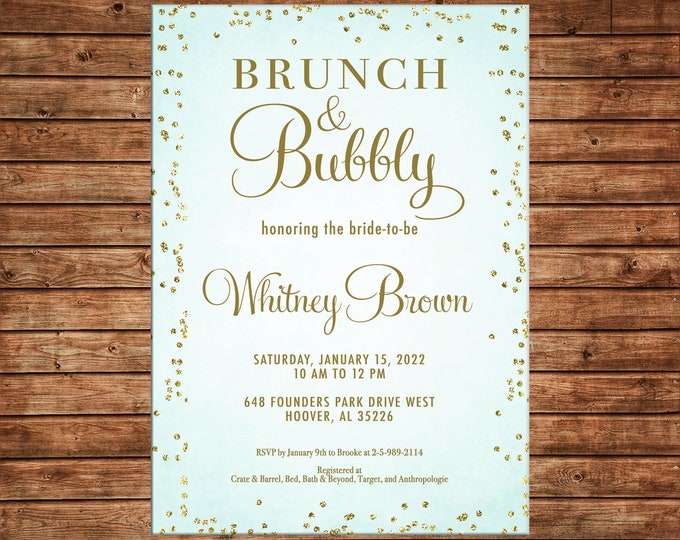 Invitation Glitter Confetti Brunch Baby Shower Wedding Birthday Party - Can personalize colors /wording - Printable File or Printed Cards