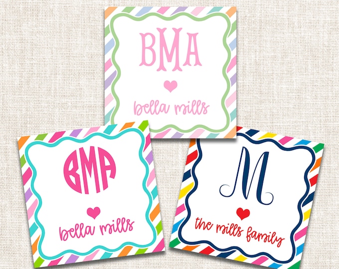 Personalized Gift Tags, Enclosure Cards, Gift Stickers, Monogram Gift Tags