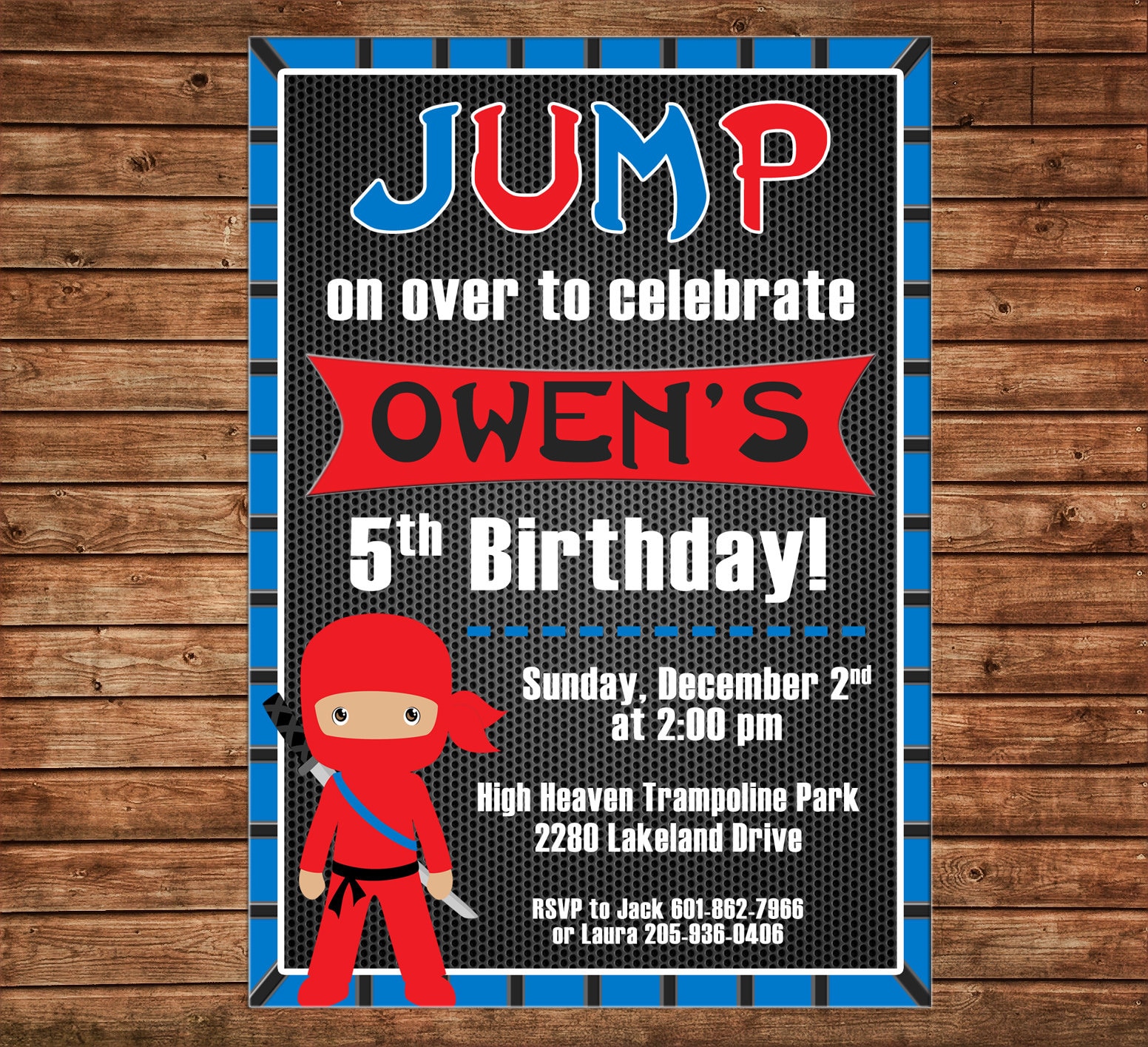 Boy Invitation Trampoline Park Ninja Birthday Party Can Personalize Colors Wording Printable File Or Printed Cards Boy Invitation Trampoline Park Ninja Birthday Party Can Personalize Colors Wording Printable File Or Printed Cards