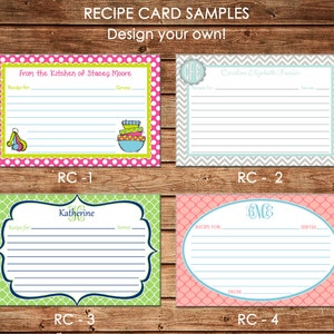 Personalized Recipe Cards Design your own Choose ONE DESIGN image 1