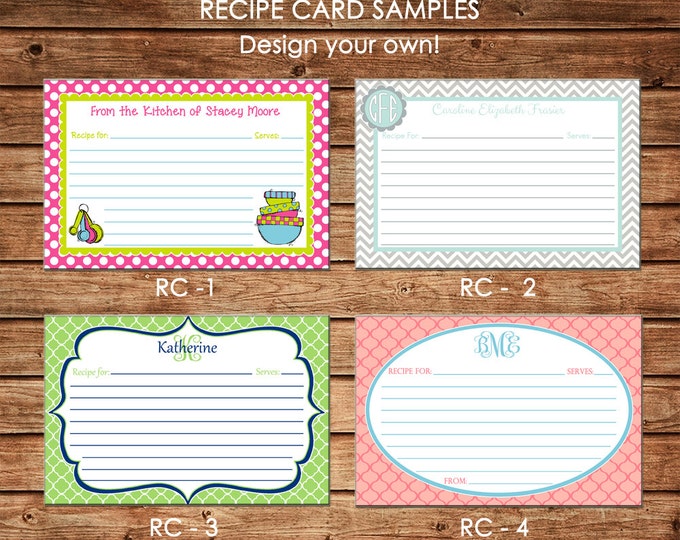 Personalized Recipe Cards - Design your own - Choose ONE DESIGN