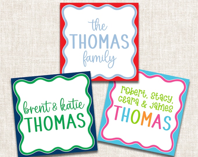 Personalized Custom Gift Tags, Enclosure Cards, Gift Stickers, Family Gift Tags