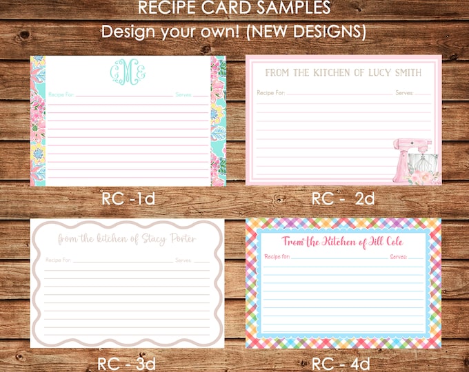Personalized Recipe Cards - Design your own - Choose ONE DESIGN