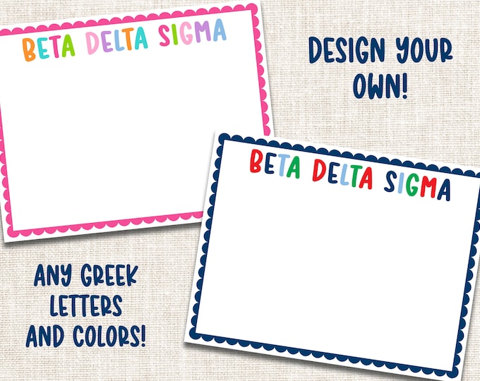 Personalized Custom Sorority Stationery, Greek Letter Stationery, Sorority Notecards, Greek Notecards