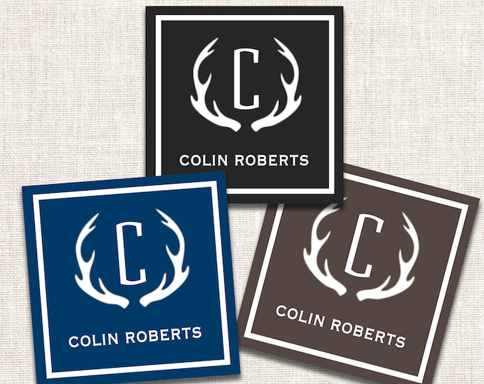 Personalized Boy Gift Tags, Boy Enclosure Cards, Boy Gift Stickers, Monogram Gift Tags, Hunting Gift Tags
