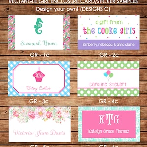 20 Rectangle Personalized Girl Enclosure Cards, Gift Stickers, Gift Tags image 1