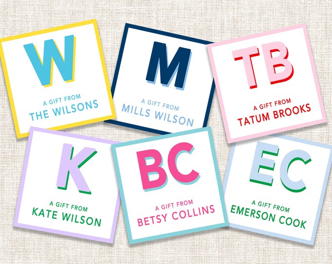 Personalized Gift Tags, Enclosure Cards, Gift Stickers, Monogram Gift Tags