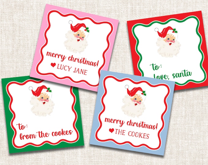 Personalized Christmas Gift Tags, Christmas Enclosure Cards, Christmas Gift Stickers, Santa Gift Tags