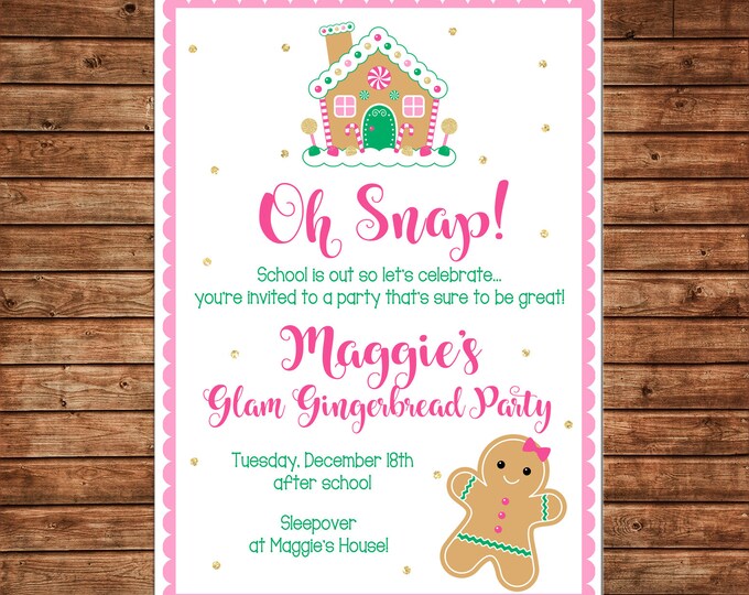 Christmas Invitation Gingerbread House Cookie Decorating Party - Can personalize colors /wording - Printable File or Printed Cards