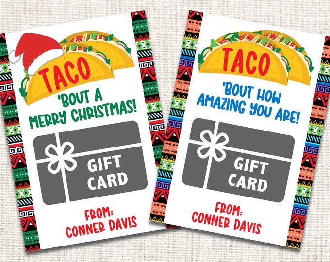 Gift Card Holder, Christmas Gift Card Holder, Taco Gift Card