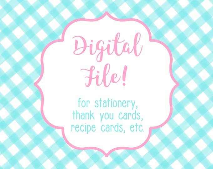 DIGITAL / PRINTABLE FILE for Thank You Notes, Stationery, Notecards, Recipe Cards, etc - Use this link to purchase a printable file