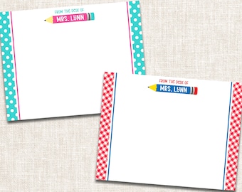 Personalized Teacher Stationery, Teacher Personalized Notecards, Preppy Stationery