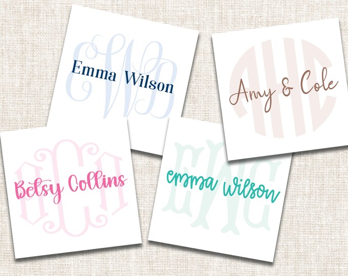 Personalized Monogram Gift Tags, Enclosure Cards, Gift Stickers