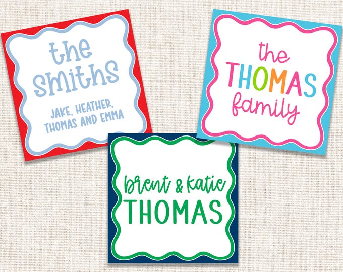 Personalized Custom Gift Tags, Enclosure Cards, Gift Stickers, Family Gift Tags
