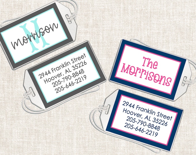 Personalized Family Luggage Tag, Family Luggage Tag, Preppy Luggage Tag
