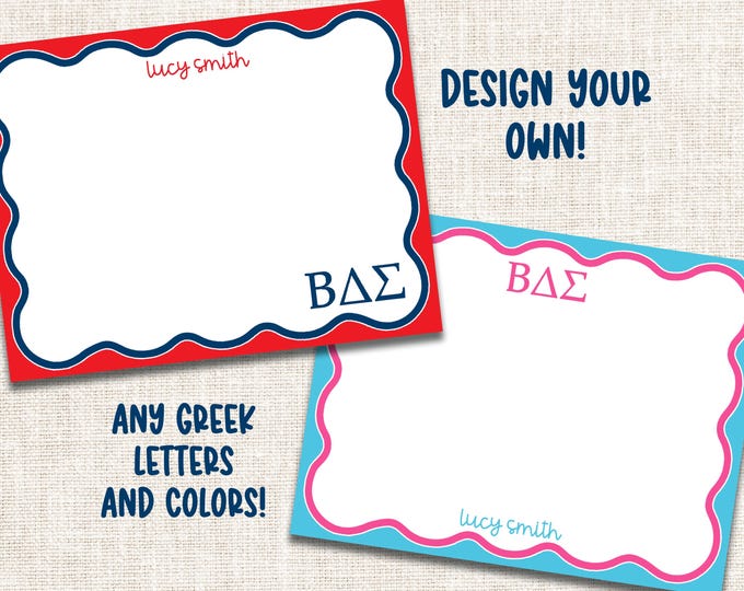 Personalized Custom Sorority Stationery, Greek Letter Stationery, Sorority Notecards, Greek Notecards