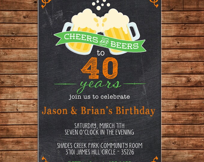 Invitation Cheers Beers Surprise Masculine Birthday Party - Can personalize colors /wording - Printable File or Printed Cards