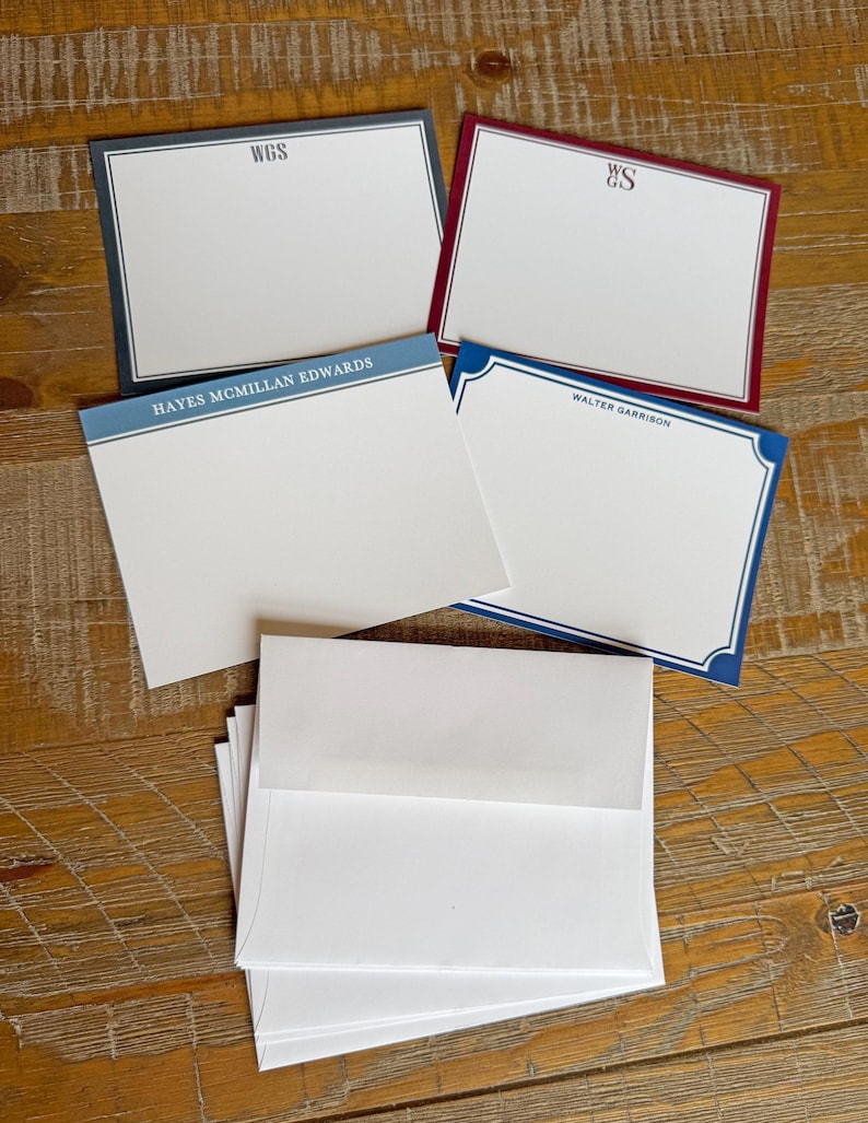 Personalized Custom Boy Stationery, Men Notecards, Flat Note Cards ...