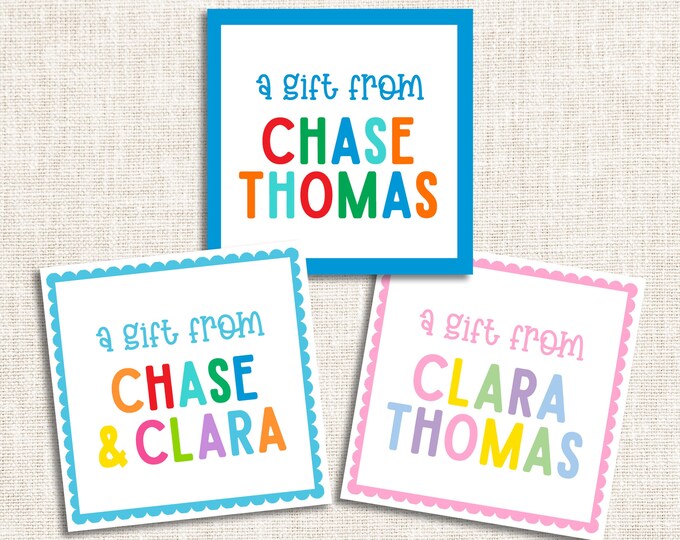 Personalized Family Gift Tags, Enclosure Cards, Gift Stickers
