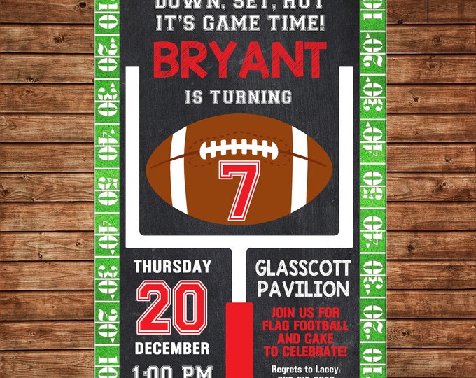 Boy Invitation Football Sports Team Tailgate Birthday Party - Can personalize colors /wording - Printable File or Printed Cards