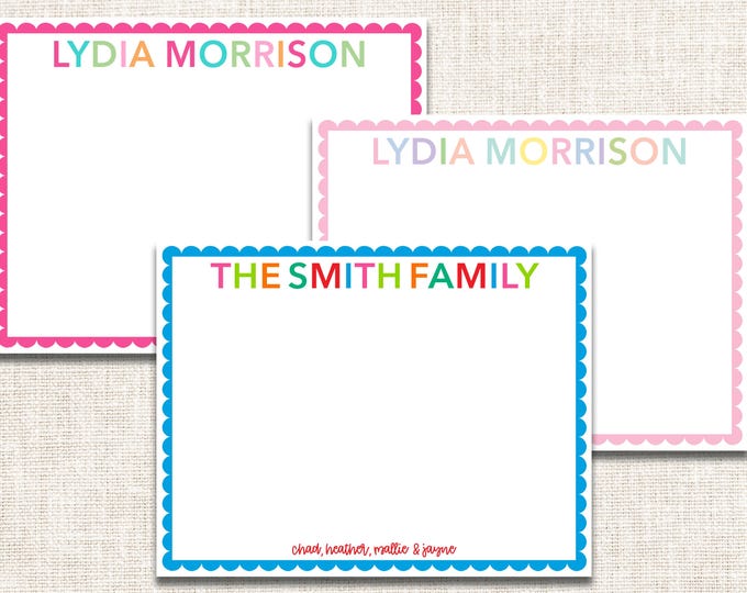 Personalized Family Stationery, Personalized Notecards, Flat Note Cards, Preppy Stationery