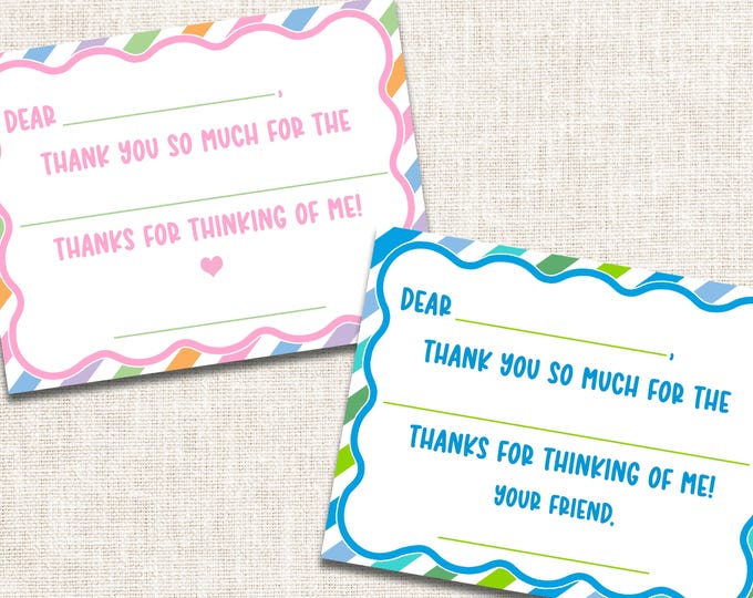 Personalized Thank You Notes, Fill In The Blank Thank You Notes, Personalized Notecards, Kids Thank You Notes