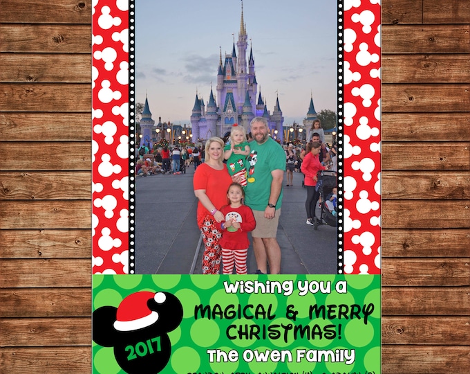 Christmas Holiday Photo Card Mickey Magical and Merry - Can Personalize - Printable File