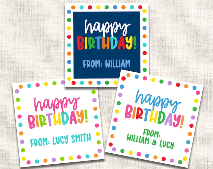 Personalized Family Gift Tags, Enclosure Cards, Gift Stickers, Birthday Gift Tags