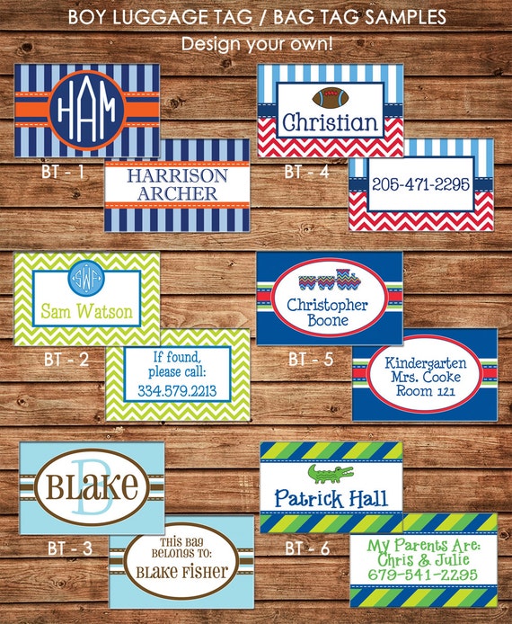 Boy Personalized Luggage Bag With Name Monogram Clipart Etsy
