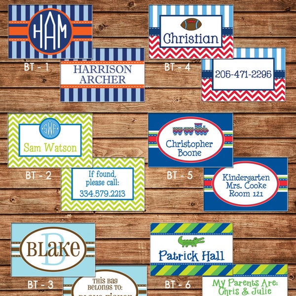 Boy Personalized Luggage Bag Tag with Name, Monogram, Clipart, etc - Design your own - ONE DESIGN