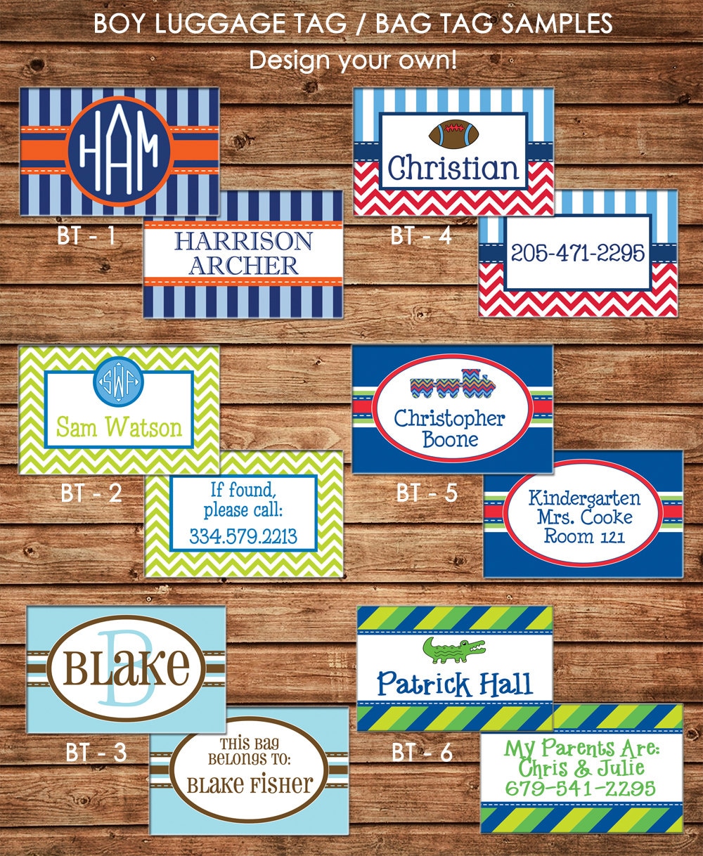 Boy Personalized Luggage Bag With Name Monogram Clipart Etc Design Your Own One Design