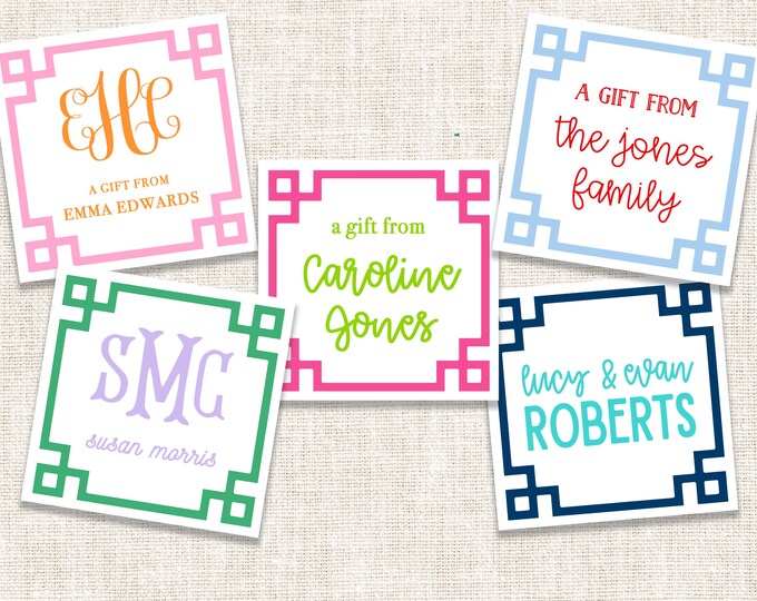 Personalized Gift Tags, Enclosure Cards, Gift Stickers, Monogram Gift Tags