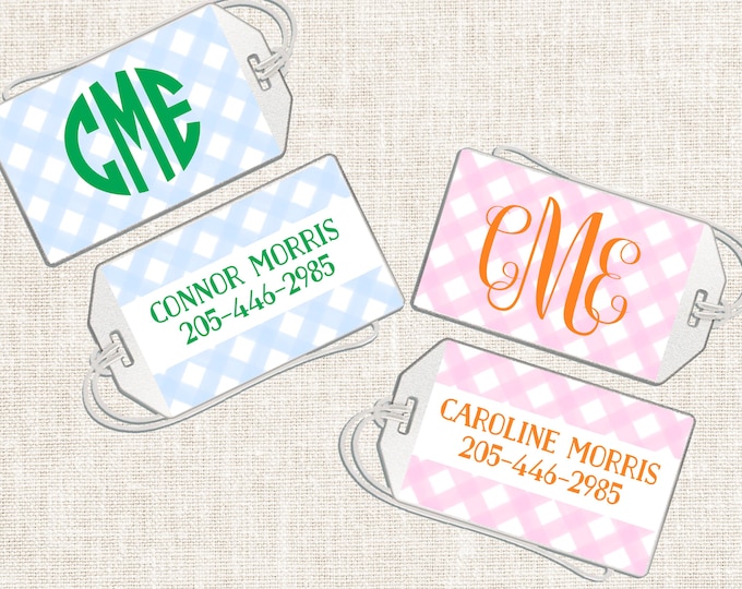 Personalized Girl Luggage Tag, Girl Bag Tag, Preppy Luggage Tag