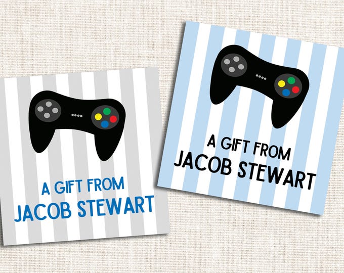Personalized Boy Gift Tags, Boy Enclosure Cards, Boy Gift Stickers, Gaming Gift Tags