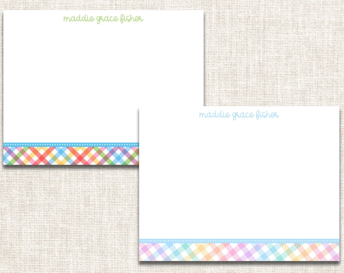 Personalized Stationery, Personalized Notecards, Flat Note Cards, Preppy Stationery