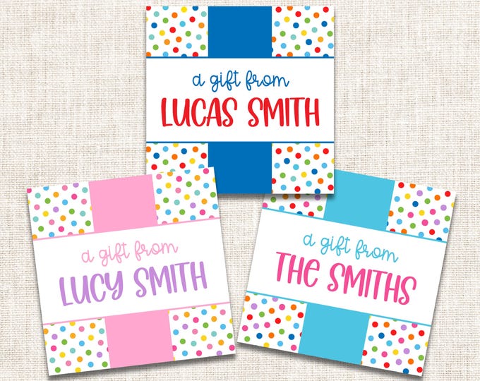 Personalized Family Gift Tags, Enclosure Cards, Gift Stickers, Confetti Gift Tags